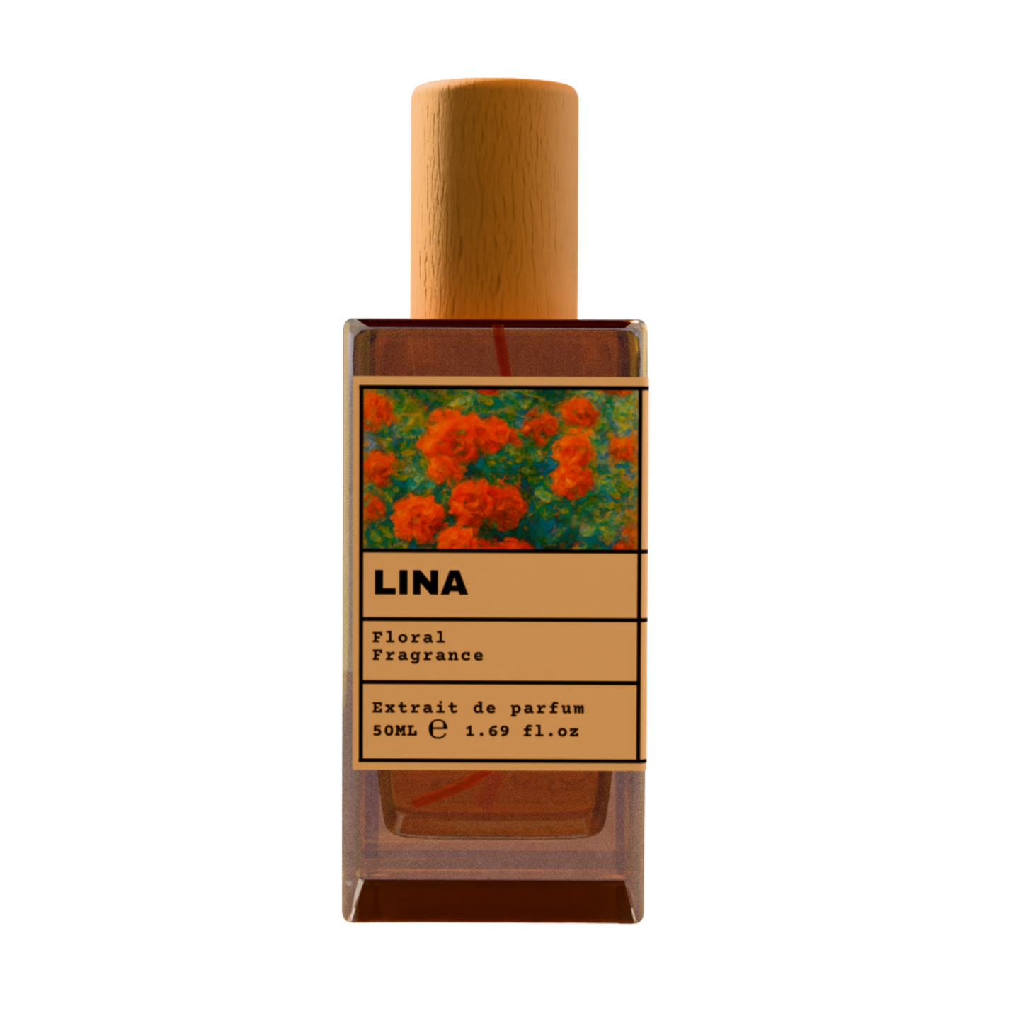 LINA Floral Fragrance Extrait de Parfum - Marigold Scent Perfume with Wooden Cap