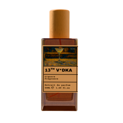 13th V*DKA Liquors Fragrance perfume bottle with wooden cap, 50ml