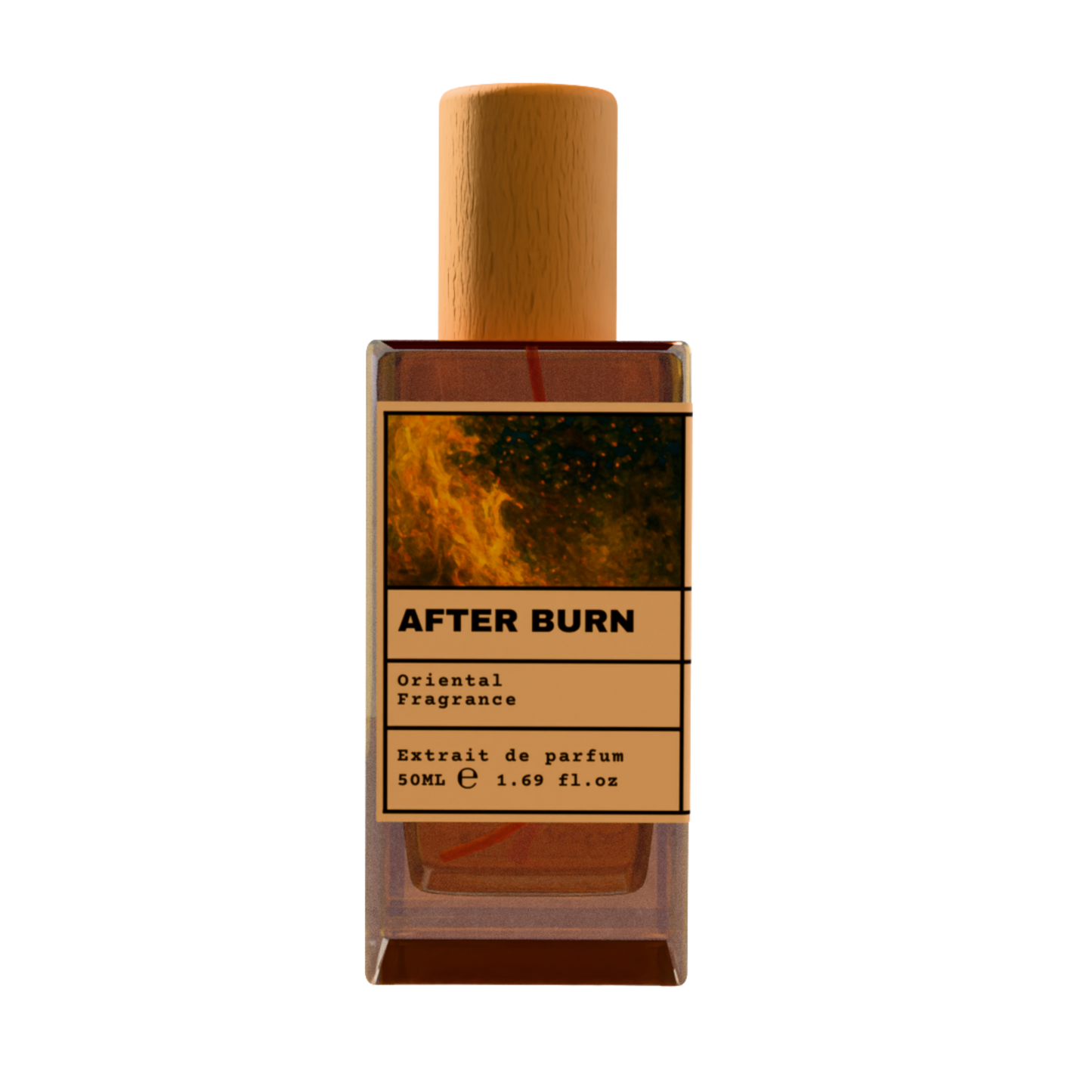After Burn Oriental fragrance perfume bottle with wooden cap, 50ml