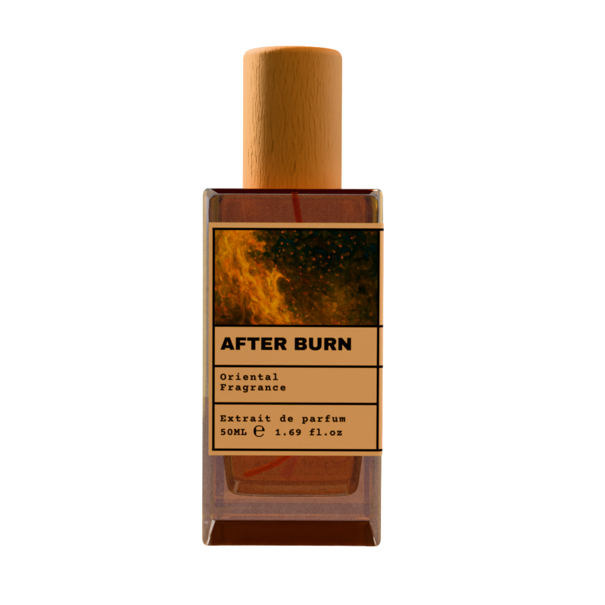 After Burn Oriental fragrance perfume bottle with wooden cap, 50ml