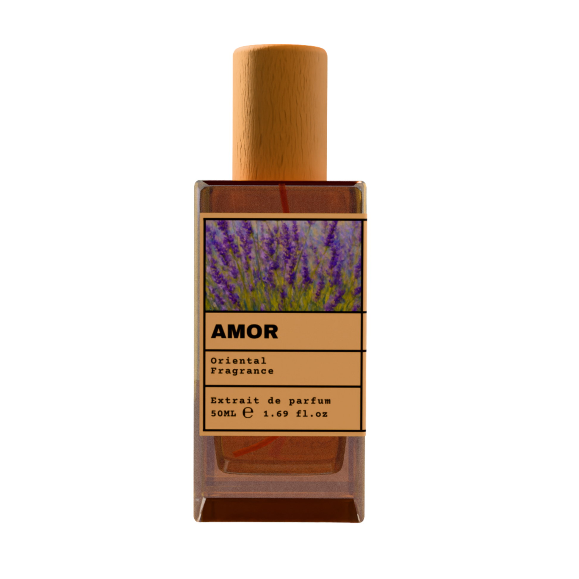 AMOR Oriental Fragrance Extrait de Parfum - Lavender Scent Perfume with Wooden Cap