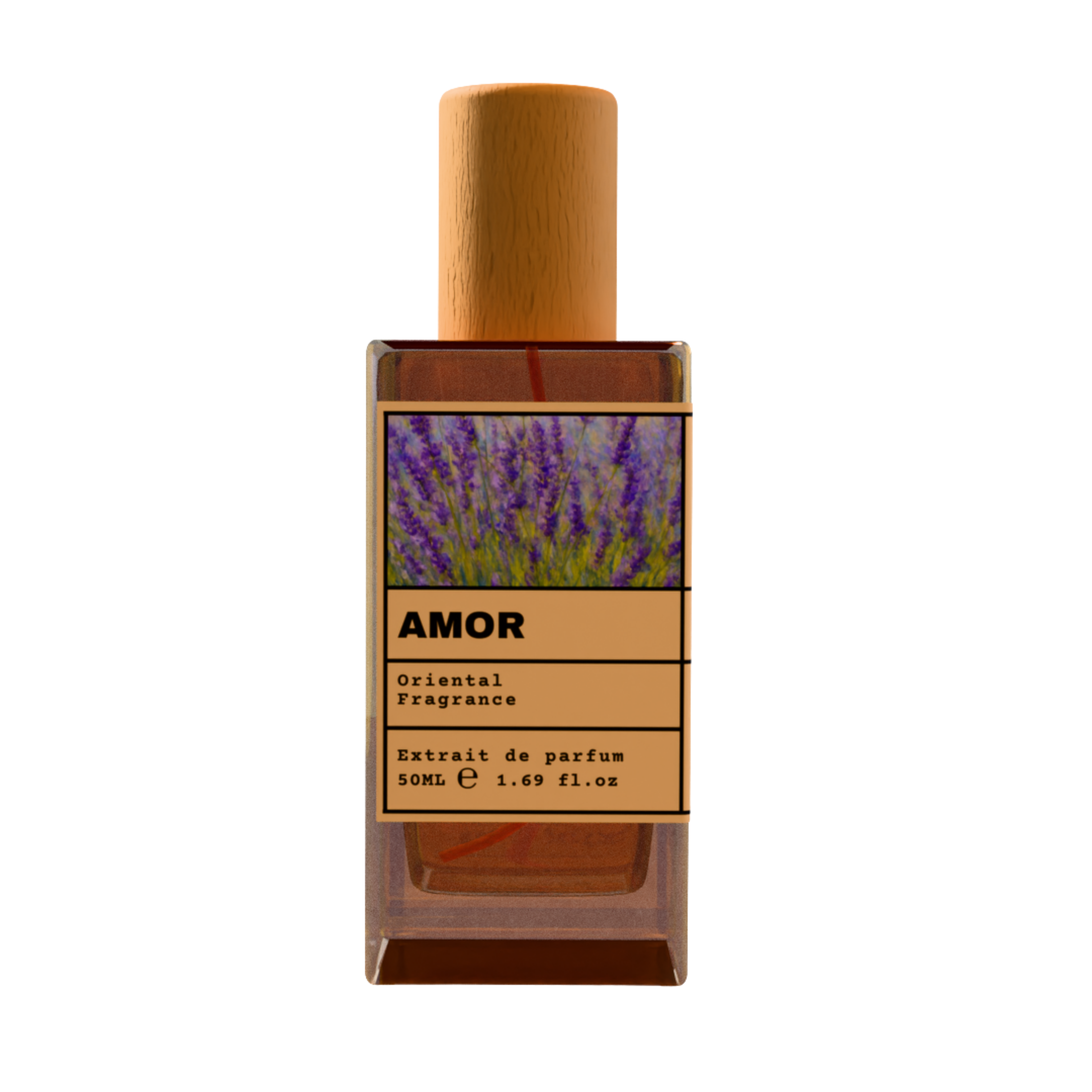 AMOR Oriental Fragrance Extrait de Parfum - Lavender Scent Perfume with Wooden Cap