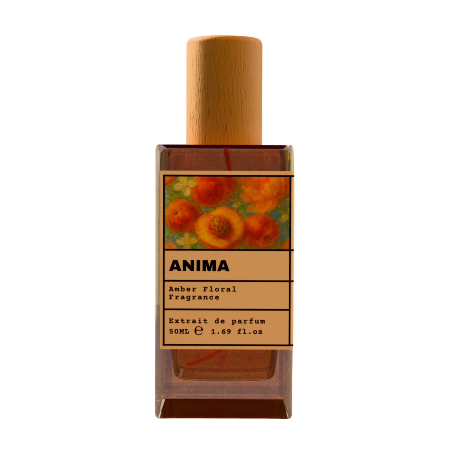 ANIMA Amber Floral Fragrance Extrait de Parfum - Peach and Orange Scent Perfume with Wooden Cap