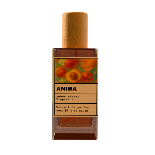 ANIMA Amber Floral Fragrance Extrait de Parfum - Peach and Orange Scent Perfume with Wooden Cap