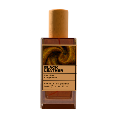BLACK LEATHER Leather Fragrance Extrait de Parfum - Bold Smokey Scent Perfume with Wooden Cap