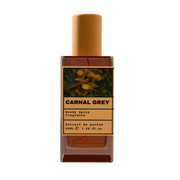 Carnal Grey Woody Spicy fragrance perfume bottle with wooden cap, 50ml