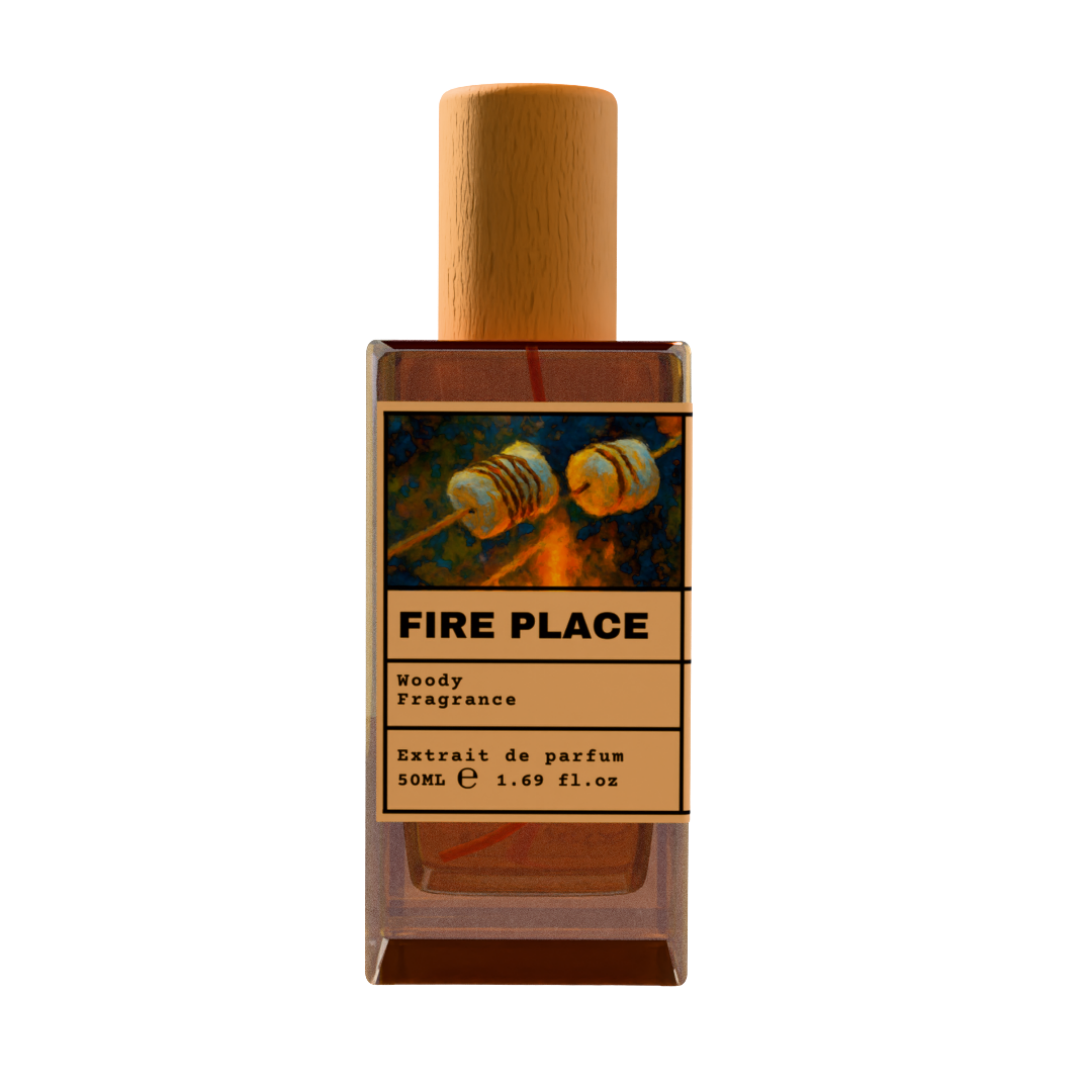 Fire Place Woody Fragrance Extrait de Parfum 50ml bottle with wooden cap