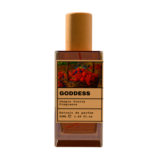 Goddess Chypre Fruity Fragrance Extrait de Parfum 50ml in Glass Bottle with Wooden Cap