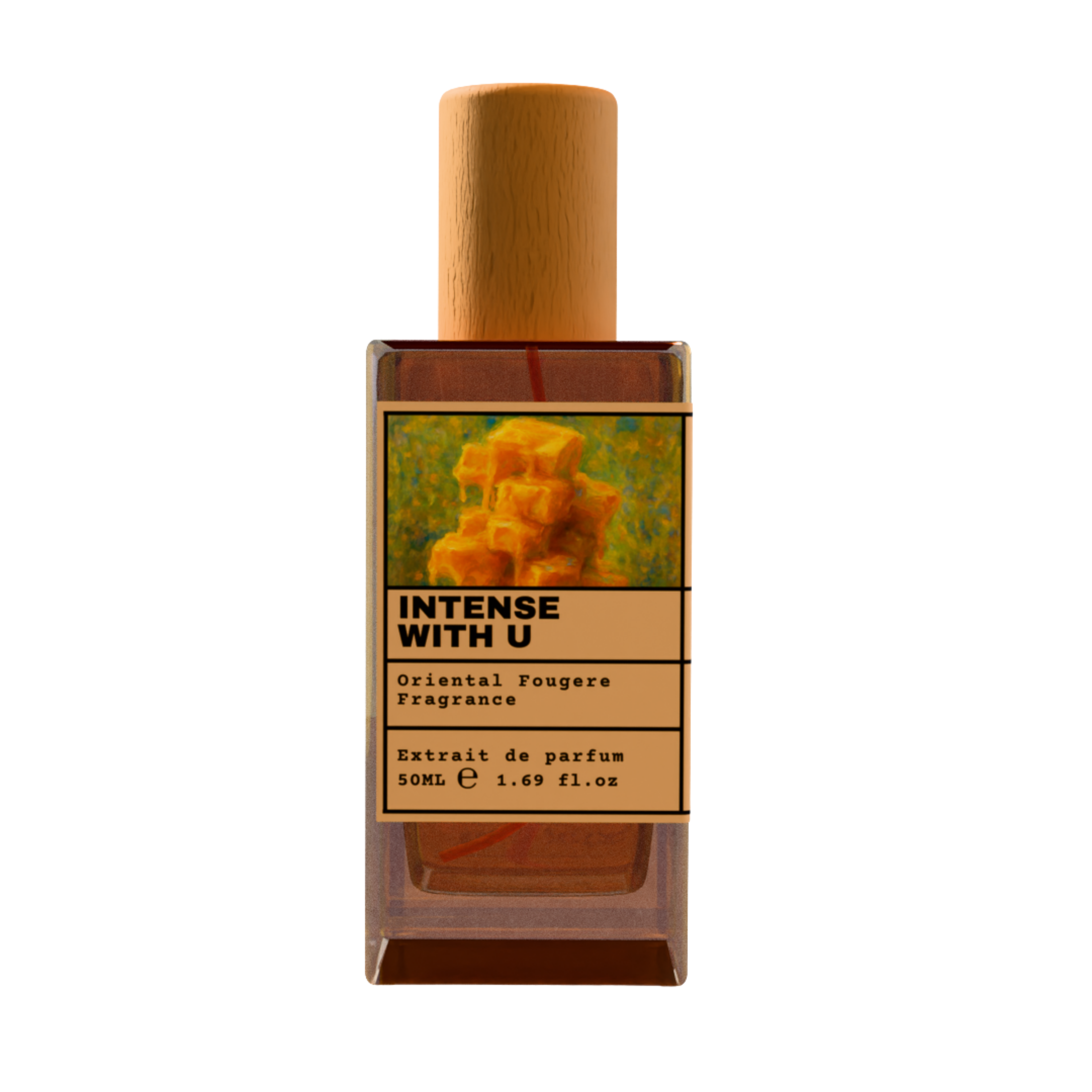 Intense With U Oriental Fougere Fragrance Extrait de Parfum 50ml bottle with wooden cap