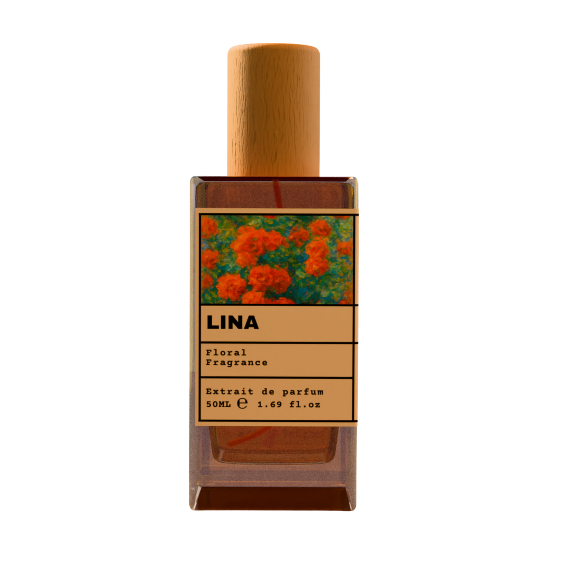 LINA Floral Fragrance Extrait de Parfum - Marigold Scent Perfume with Wooden Cap