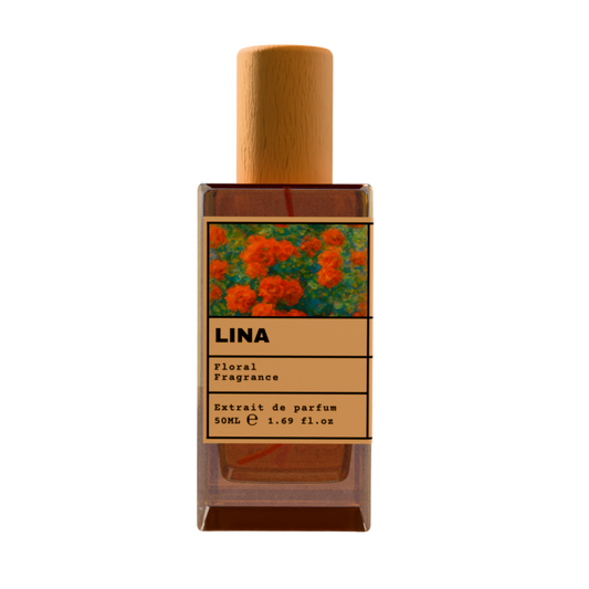 LINA Floral Fragrance Extrait de Parfum - Marigold Scent Perfume with Wooden Cap