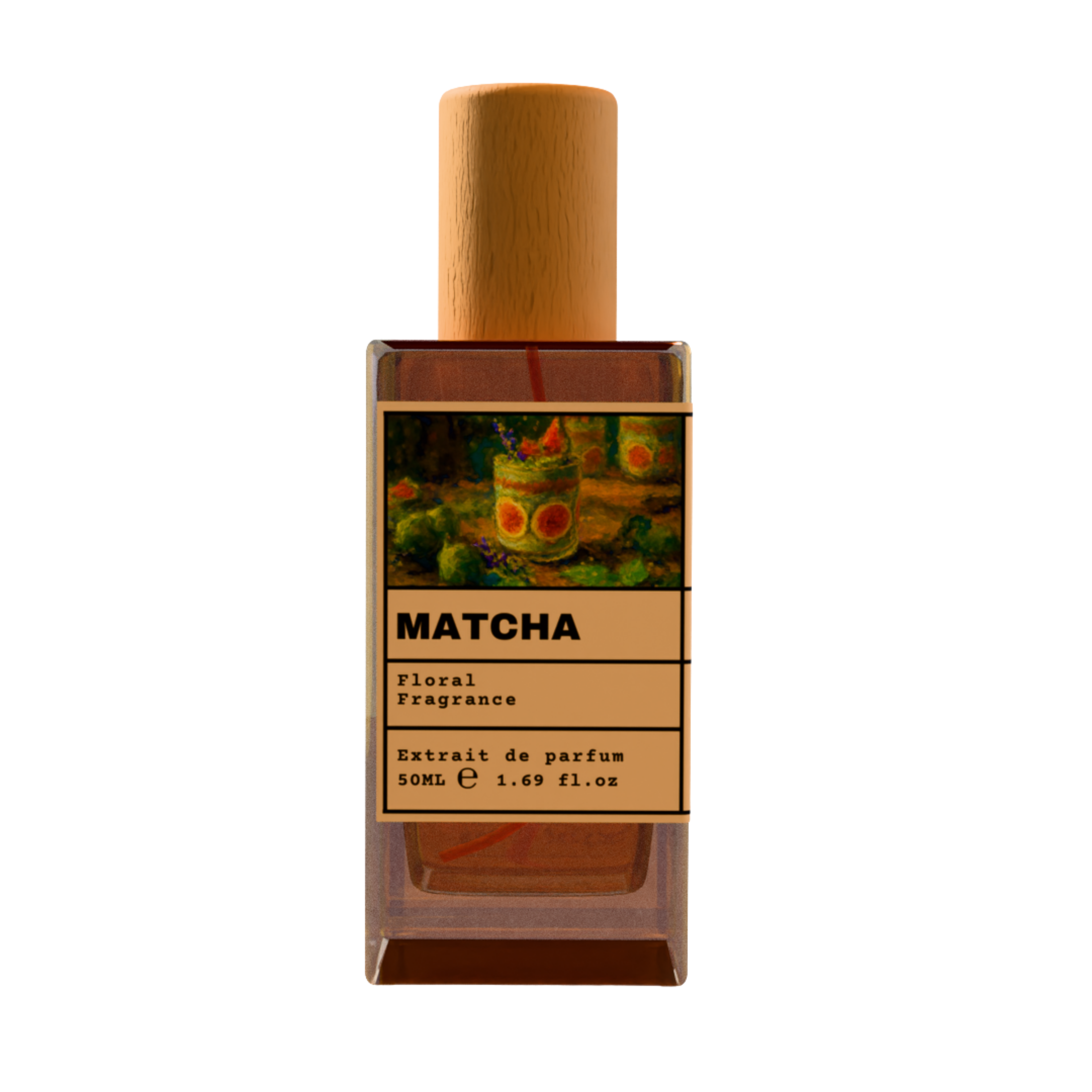 Matcha Floral Fragrance Extrait de Parfum 50ml bottle with wooden cap
