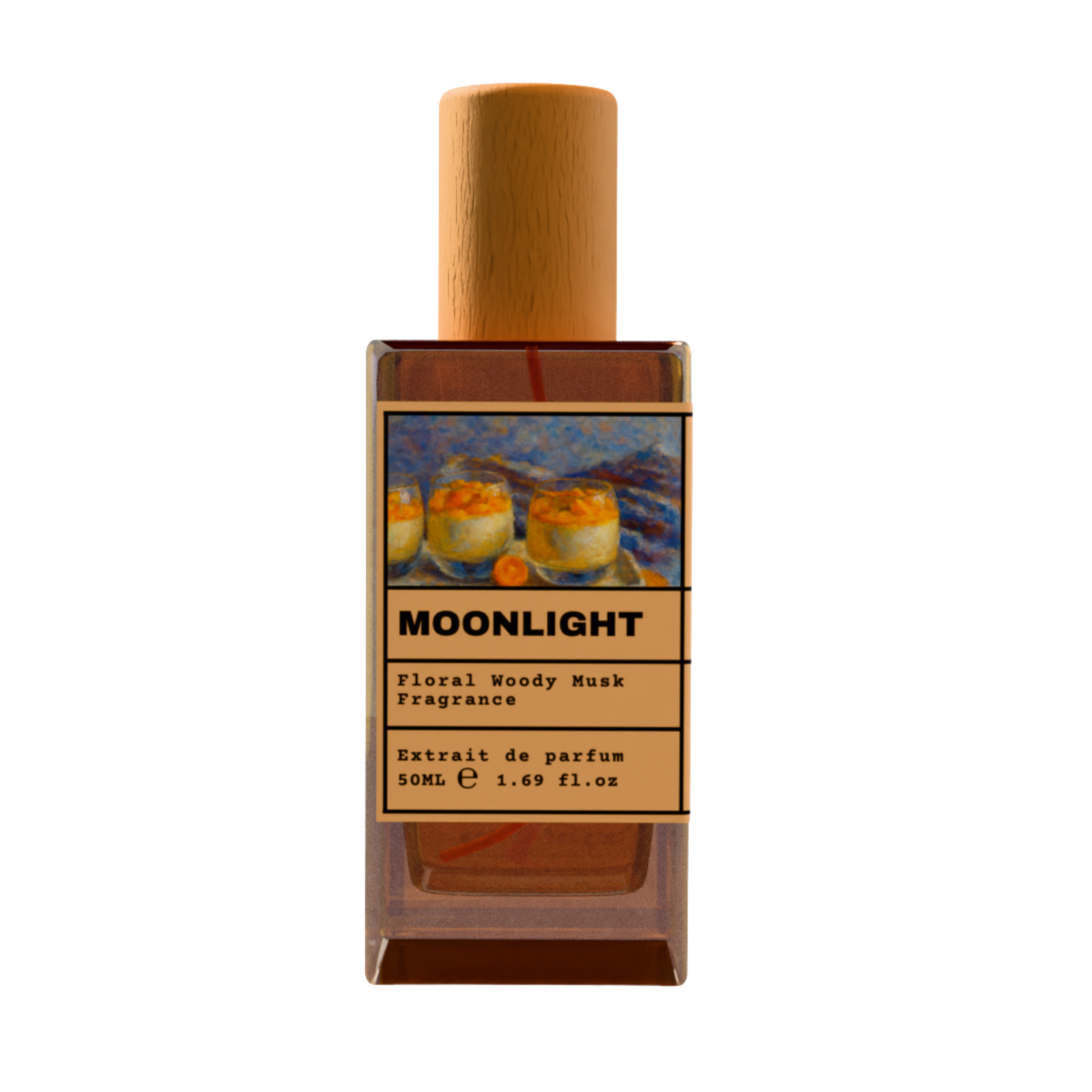 Moonlight 50ml Extrait de Parfum - Floral Woody Musk Fragrance with Wooden Cap