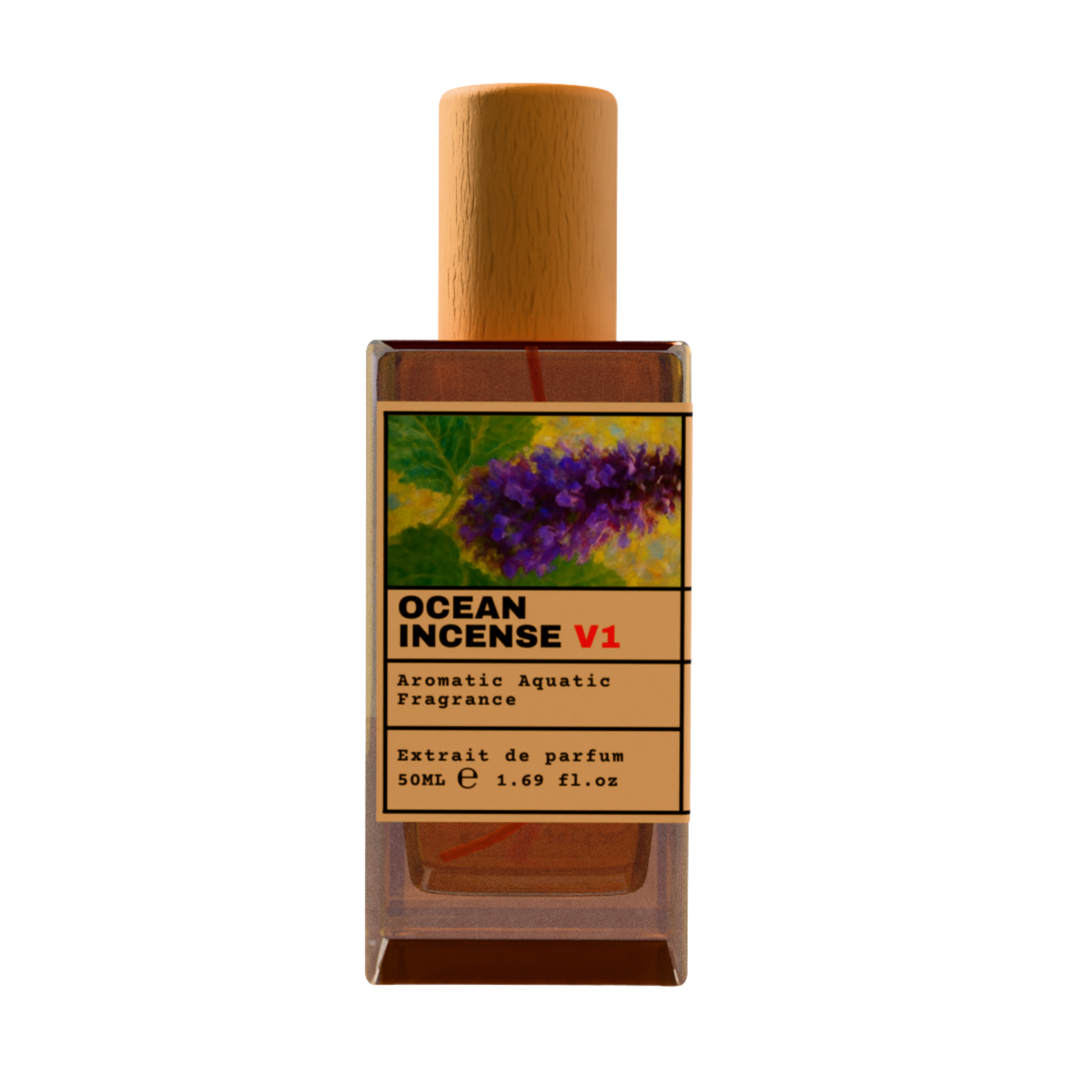 Ocean Incense V1 50ml Extrait de Parfum - Aromatic Aquatic Fragrance with Wooden Cap