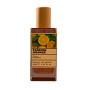 PASSION ORANGE Citrus Fragrance Extrait de Parfum 50ml bottle with natural wooden cap and vibrant orange citrus illustration label.