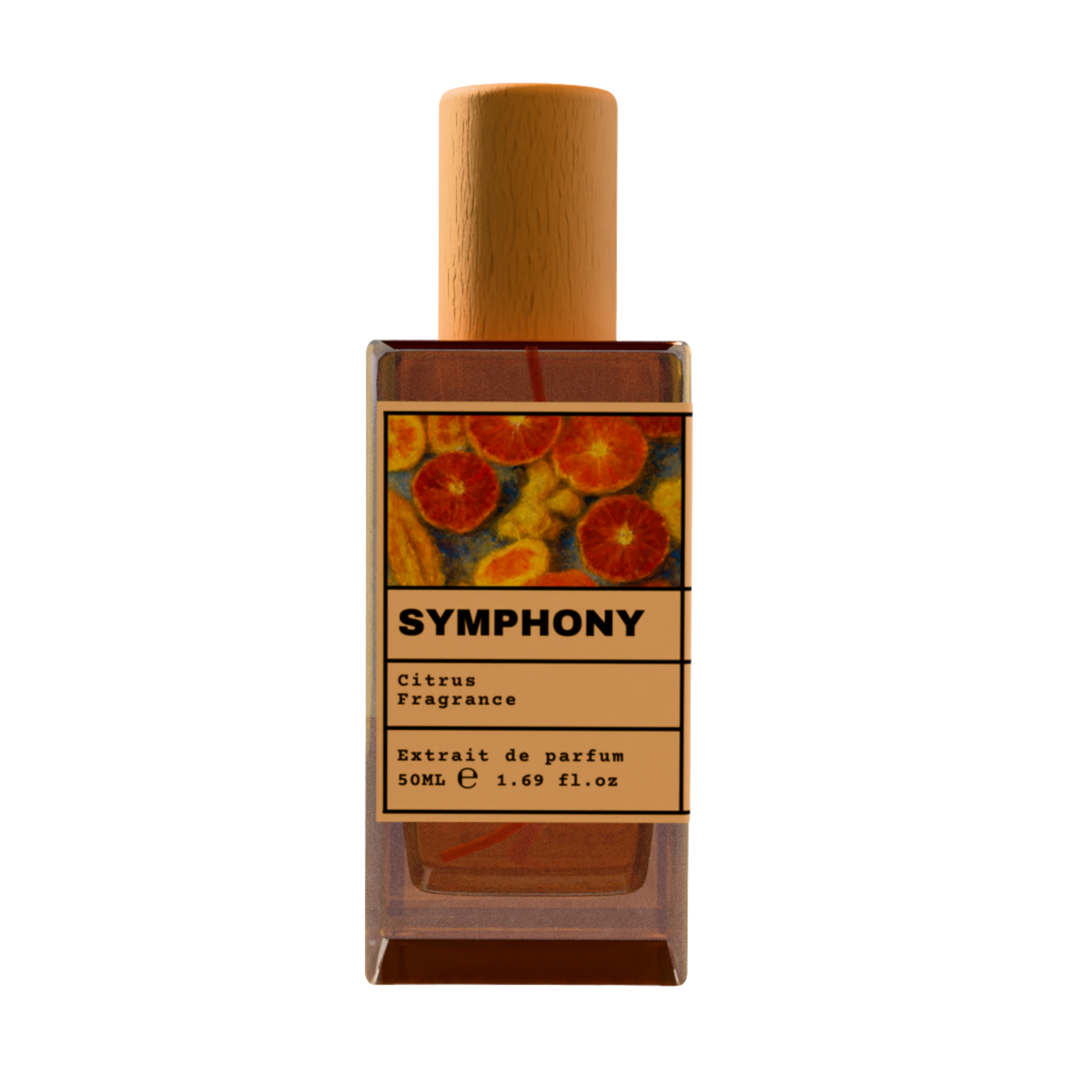 Symphony Citrus Fragrance Extrait de Parfum 50ml in Glass Bottle with Wooden Cap