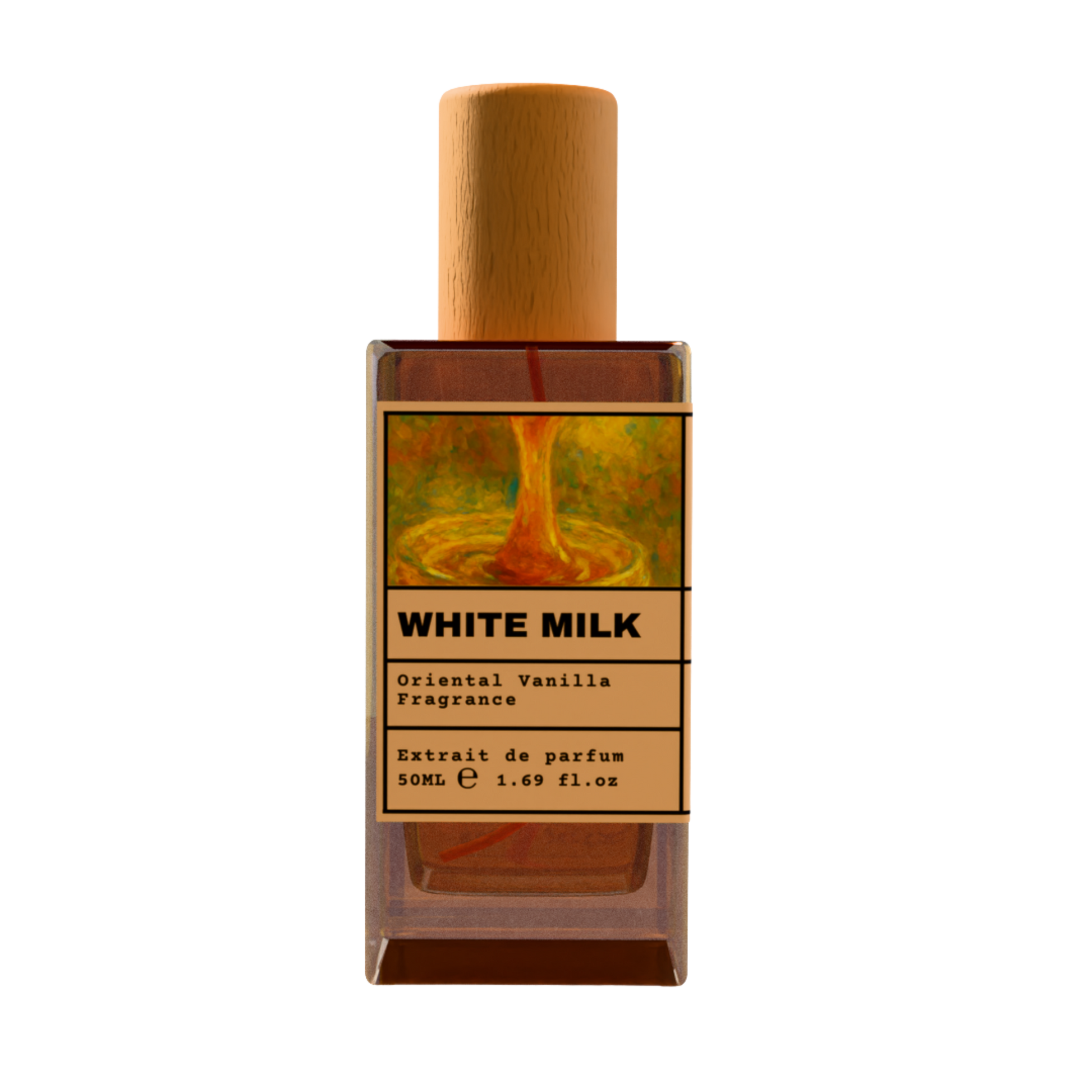 White Milk Oriental Vanilla Fragrance Extrait de Parfum 50ml bottle with wooden cap