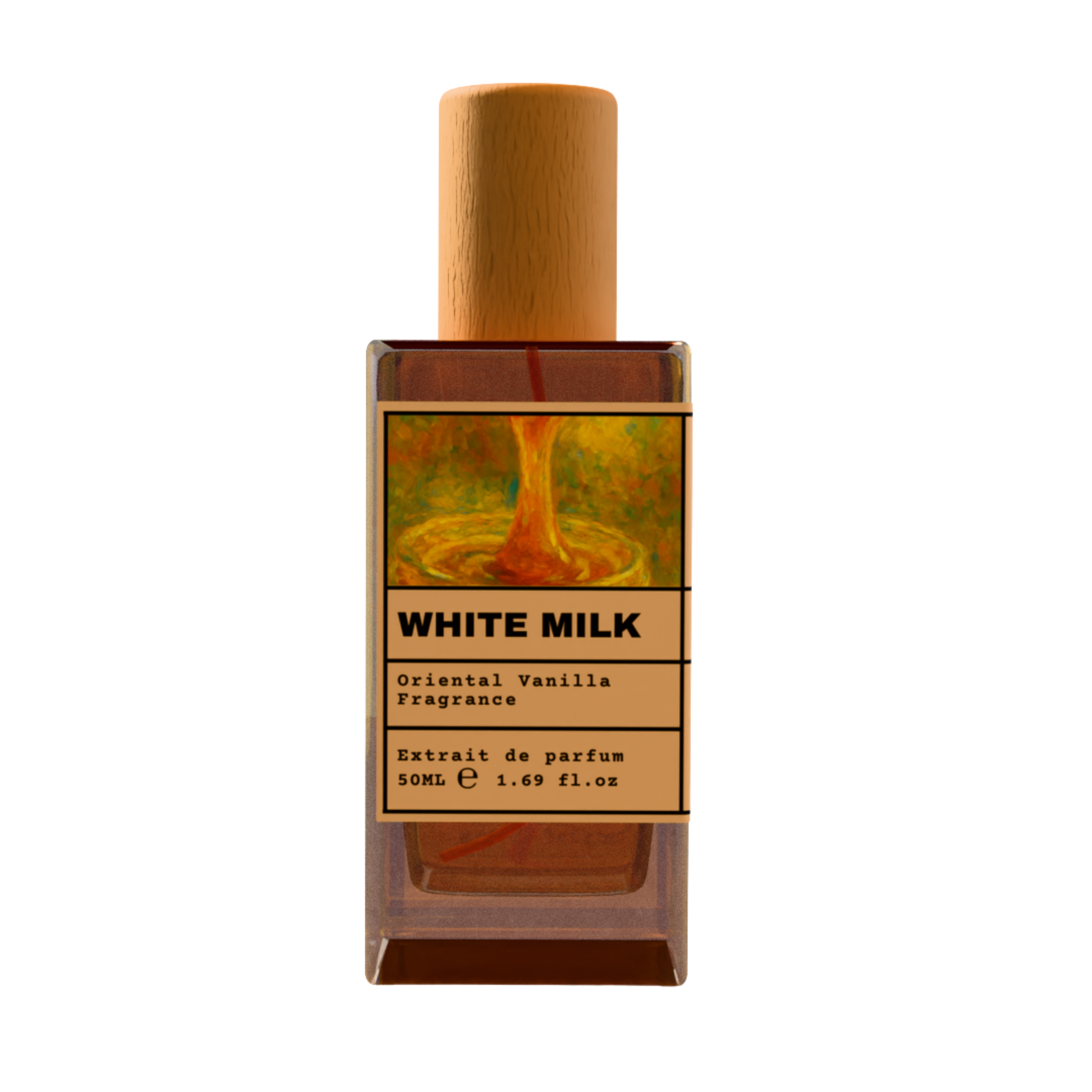 White Milk Oriental Vanilla Fragrance Extrait de Parfum 50ml bottle with wooden cap