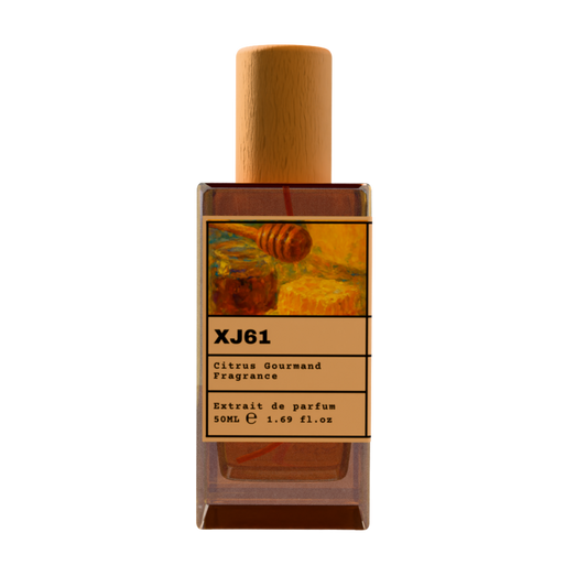 XJ61 Citrus Gourmand Fragrance Extrait de Parfum 50ml bottle with wooden cap